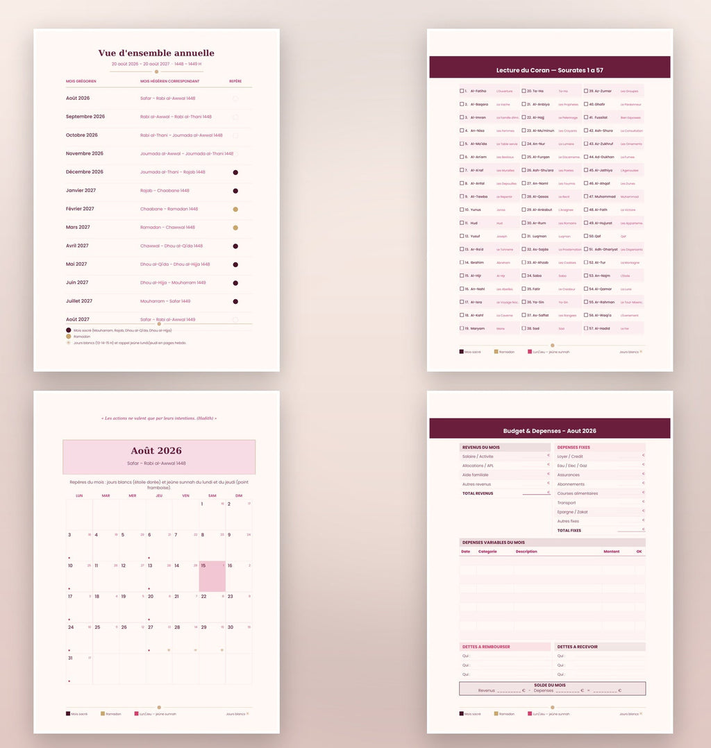 Agenda Musulman Premium 2026-2027 — Édition Bordeaux